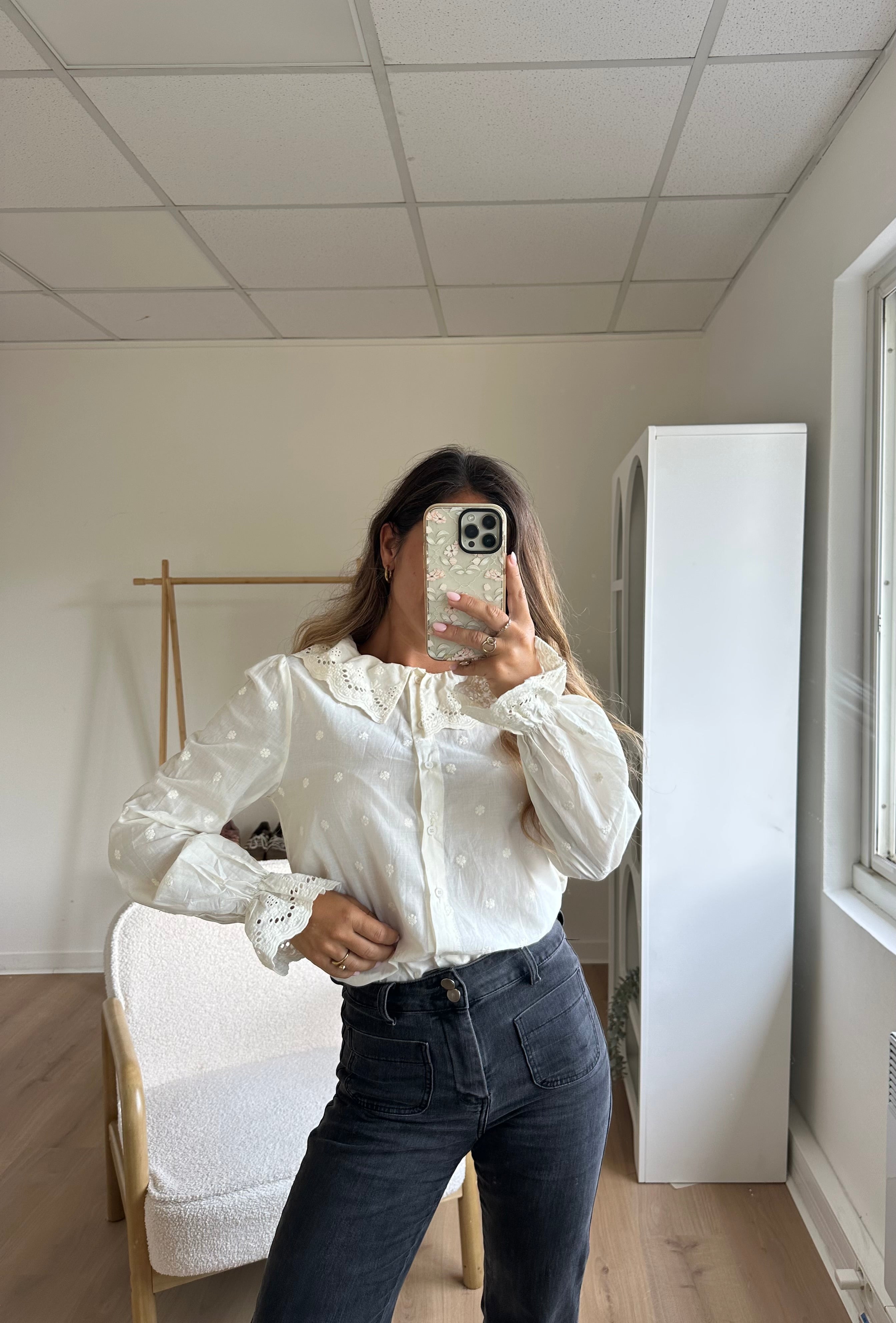 Blouse à col large Ambre beige