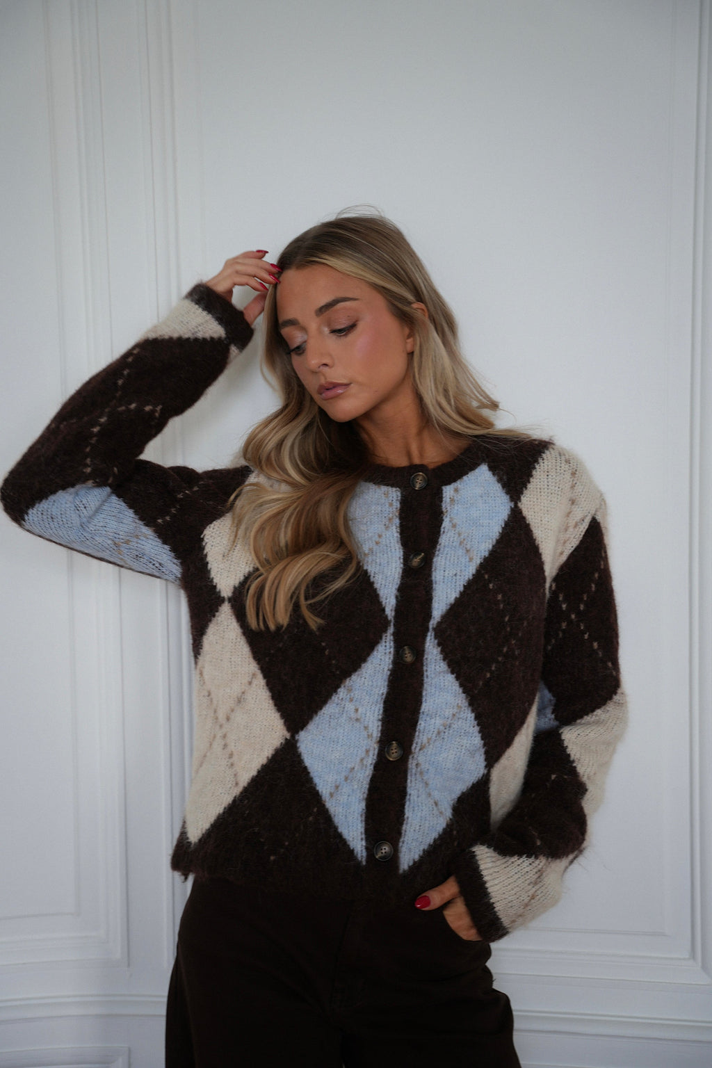 Gilet Losanges Elma - Chocolat/Bleu