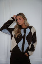 Gilet Losanges Elma - Chocolat/Bleu