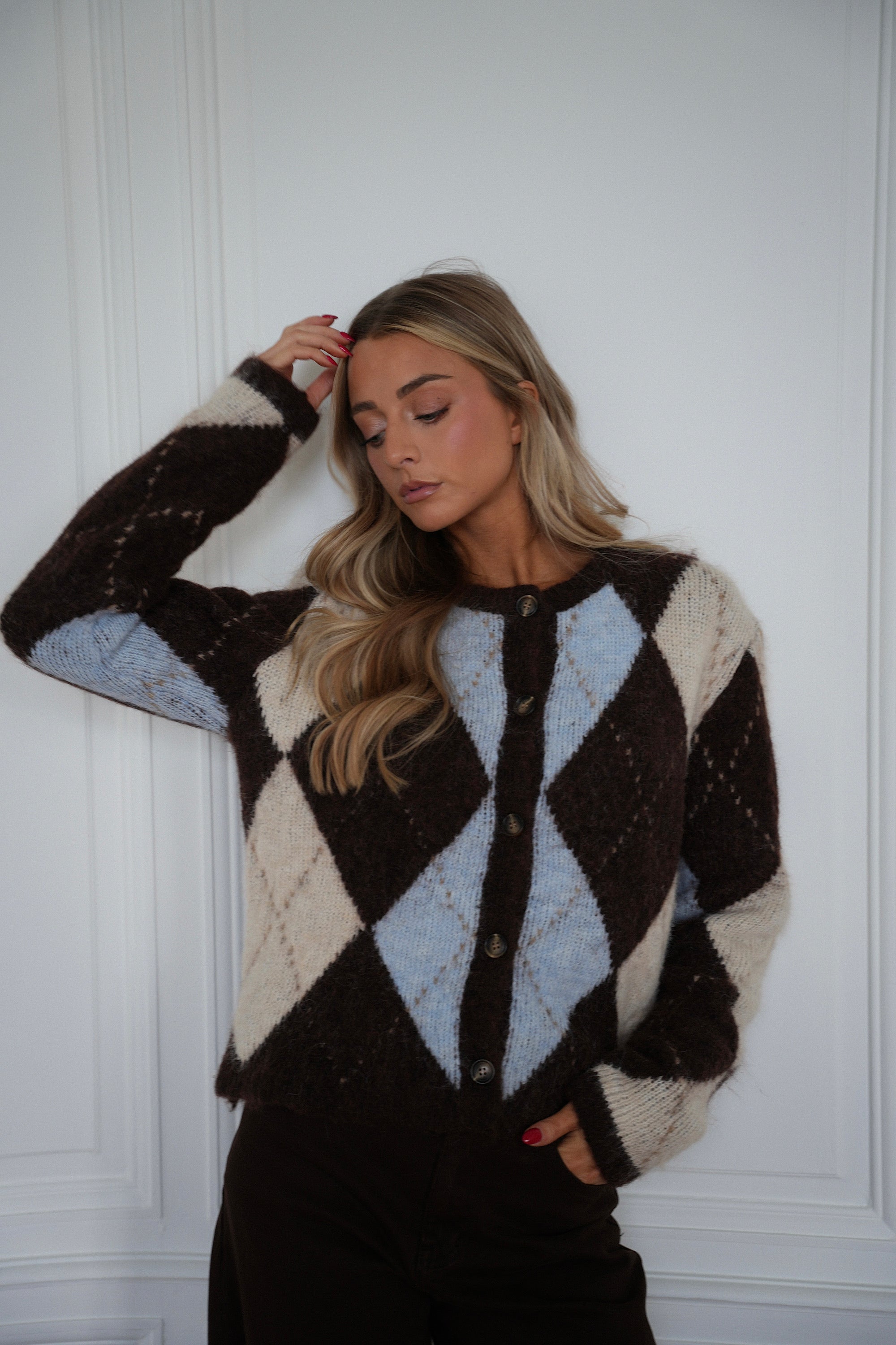 Gilet Losanges Elma - Chocolat/Bleu