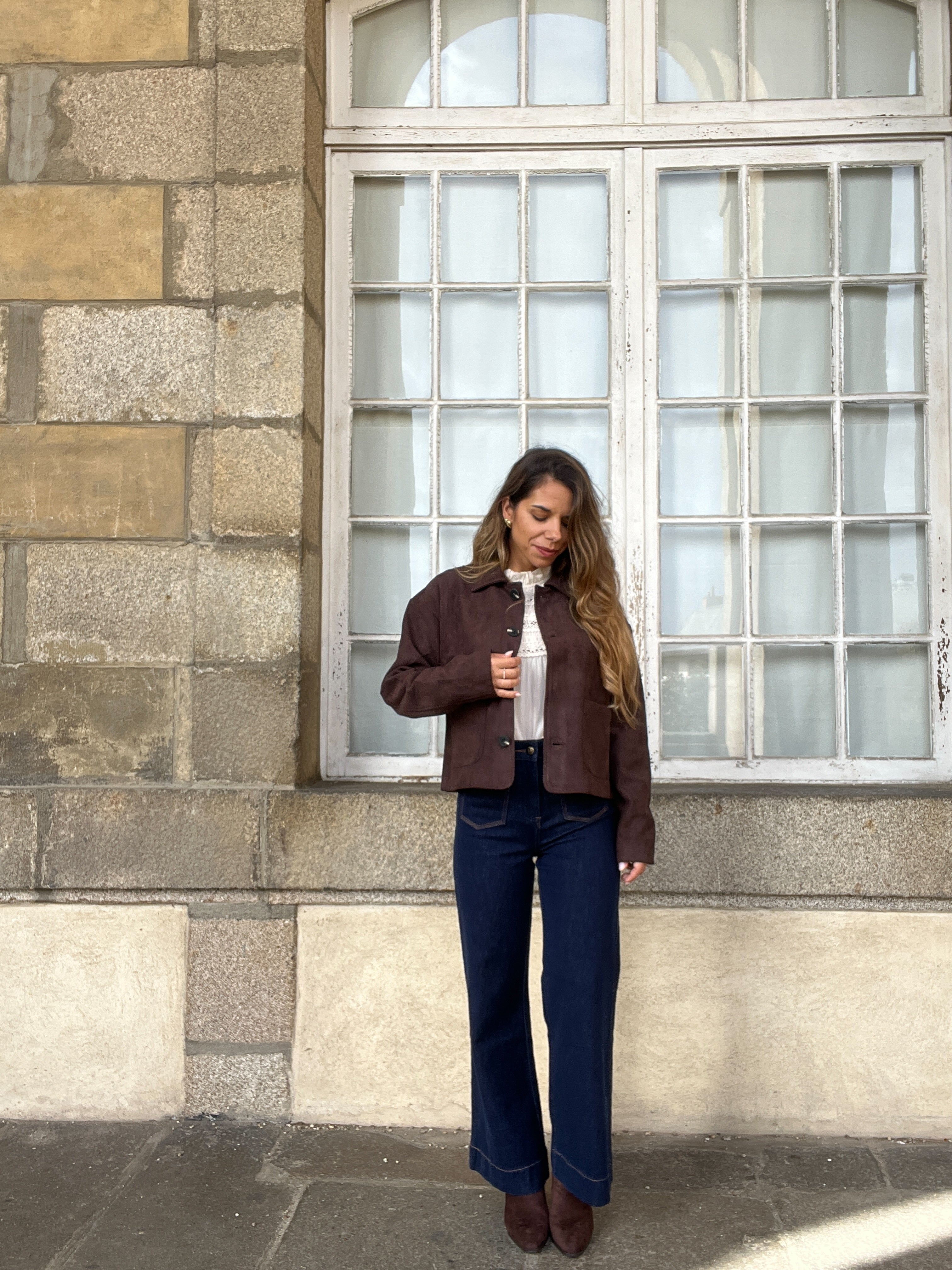Thelma Chocolate Suede Effect Jacket