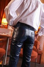 Navy BRUNE vinyl trousers