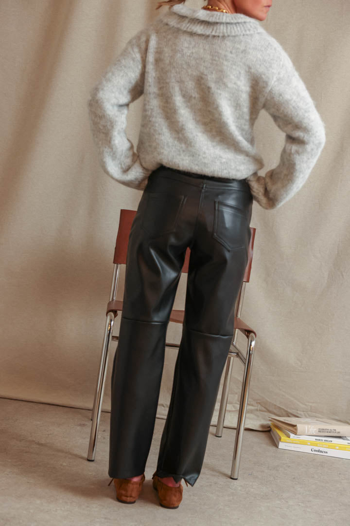 Pantalón Adam De Piel Sintética Negro