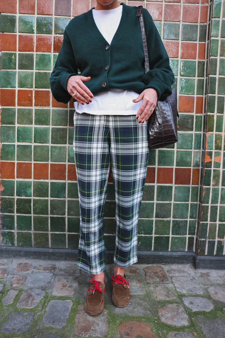 Léonce Navy/Green Checked Trousers