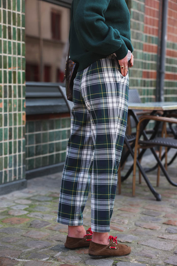 Léonce Navy/Green Checked Trousers