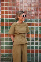 Olive belted Orso top