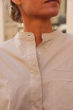 Beige Mandarin Collar Victoire Blouse