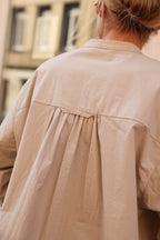Beige Mandarin Collar Victoire Blouse