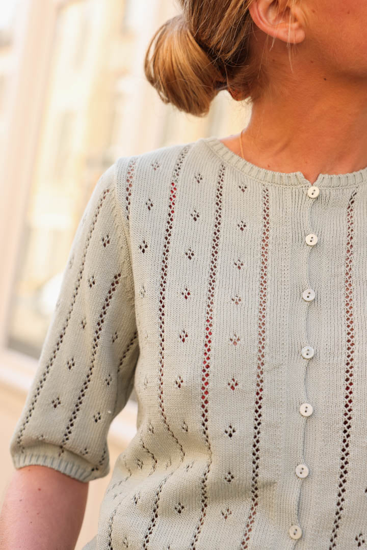 Théodore open-knit cardigan light green