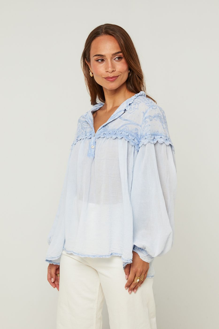 Cotton Top, Long Sleeves - Sky