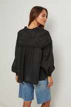Top En Coton, Manches Longues - Noir