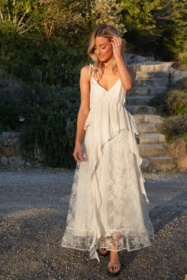 Vestido largo Rebecca - Crema