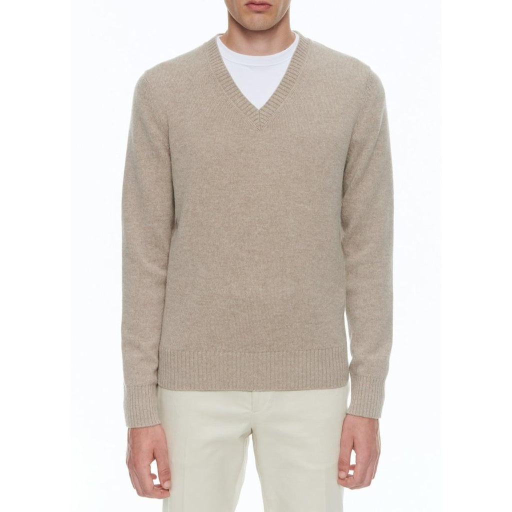 Jersey De Lana Y Cashmere Con Cuello En V - Camel