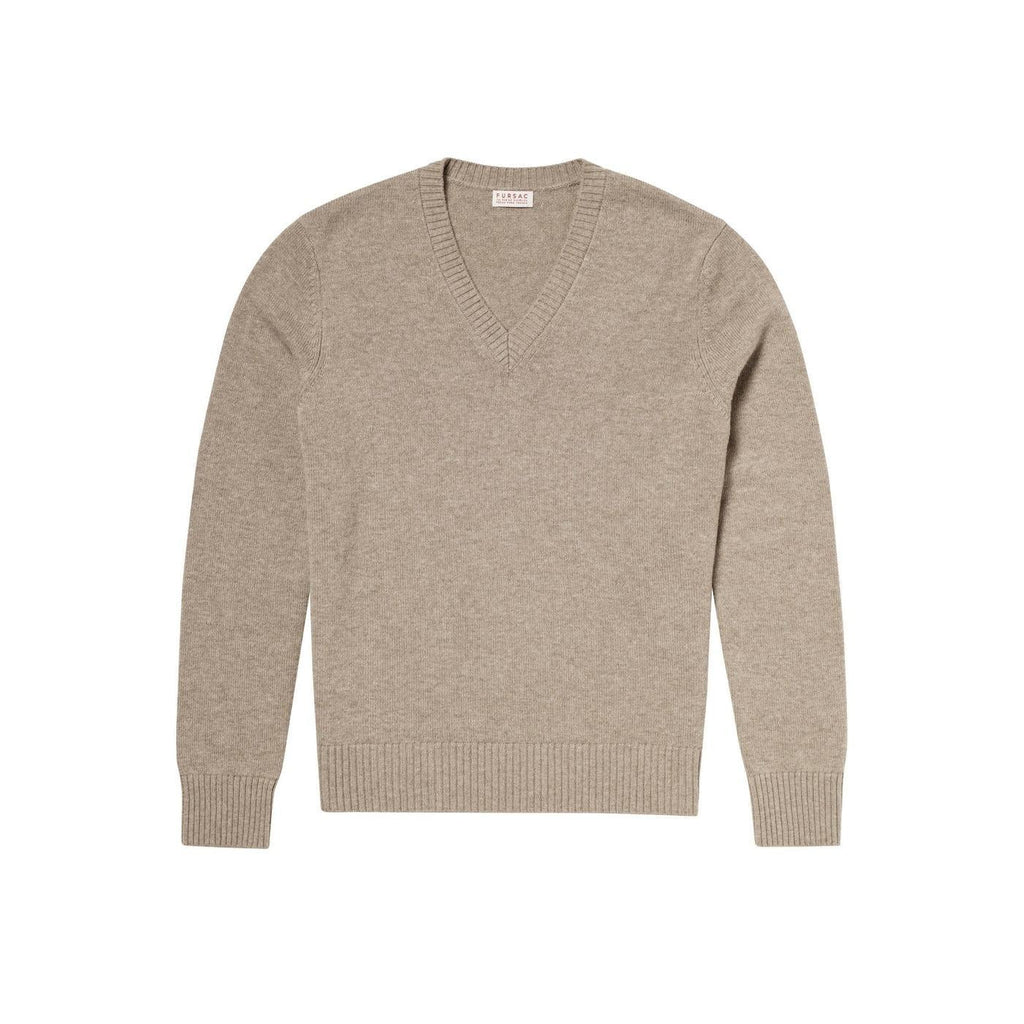 Jersey De Lana Y Cashmere Con Cuello En V - Camel