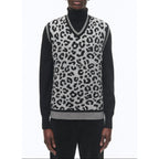 Jersey De Lana Sin Mangas Con Cuello En V - Snow Panther Jacquard