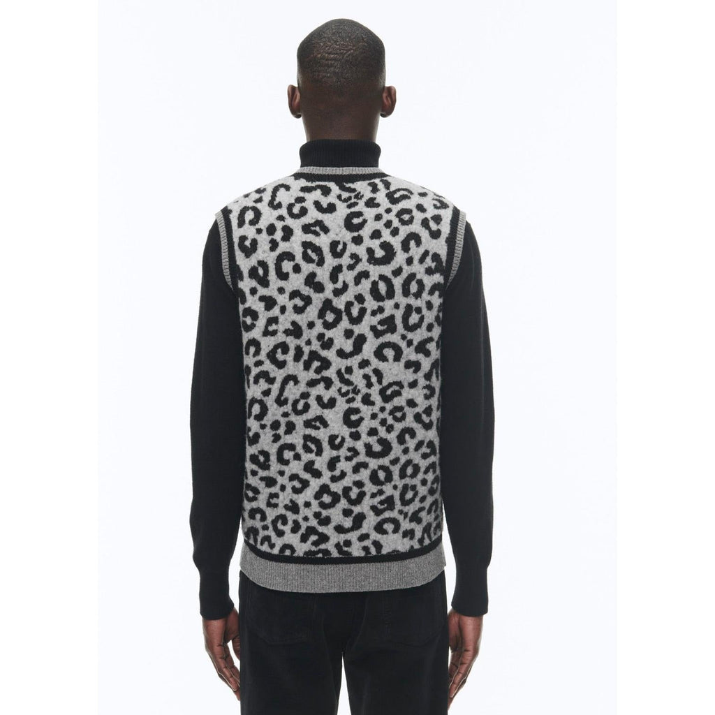 Jersey De Lana Sin Mangas Con Cuello En V - Snow Panther Jacquard