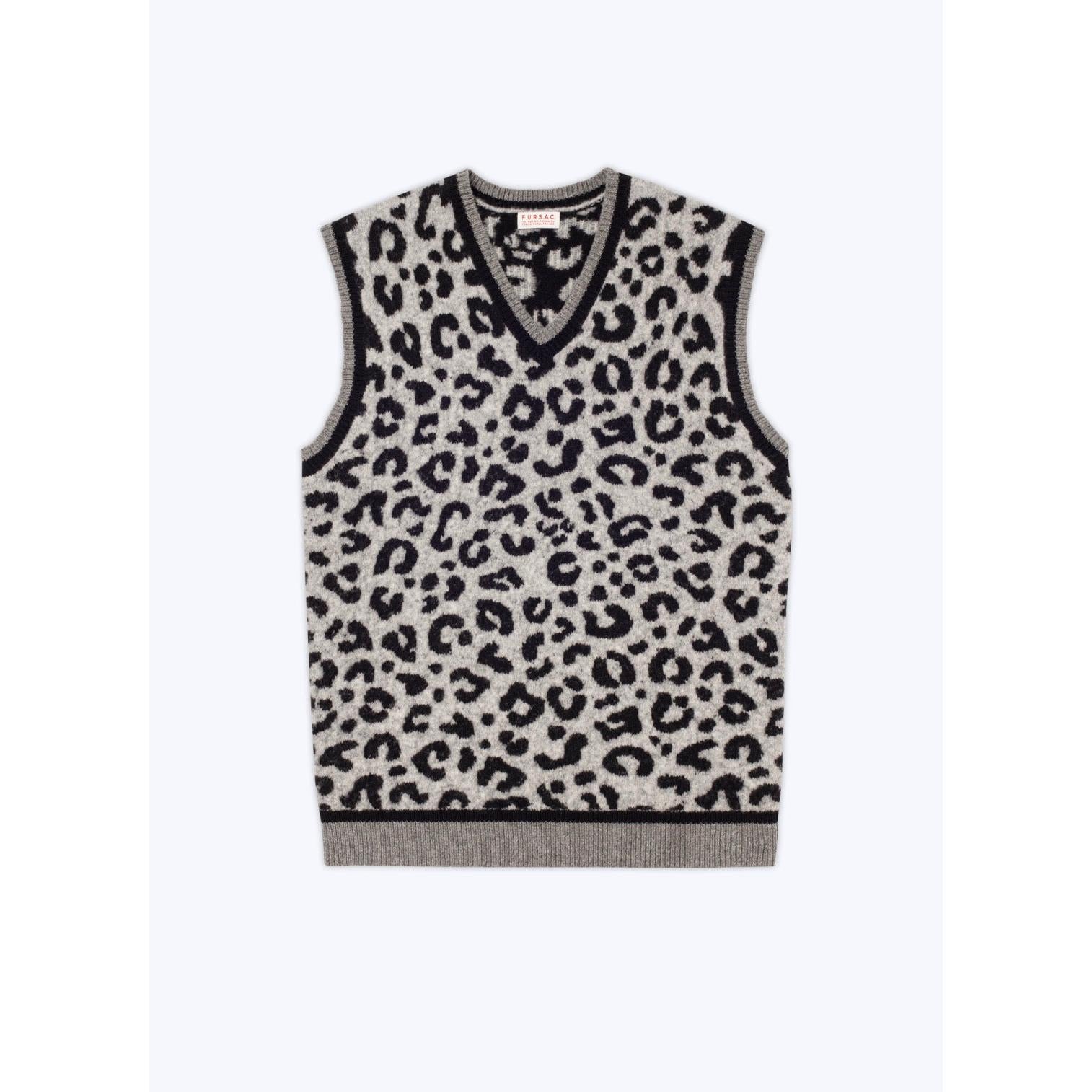 Jersey De Lana Sin Mangas Con Cuello En V - Snow Panther Jacquard