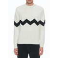 Fursac - Pull Col Rond En Laine Et Cachemire - Ecru - Zig-Zag Noir