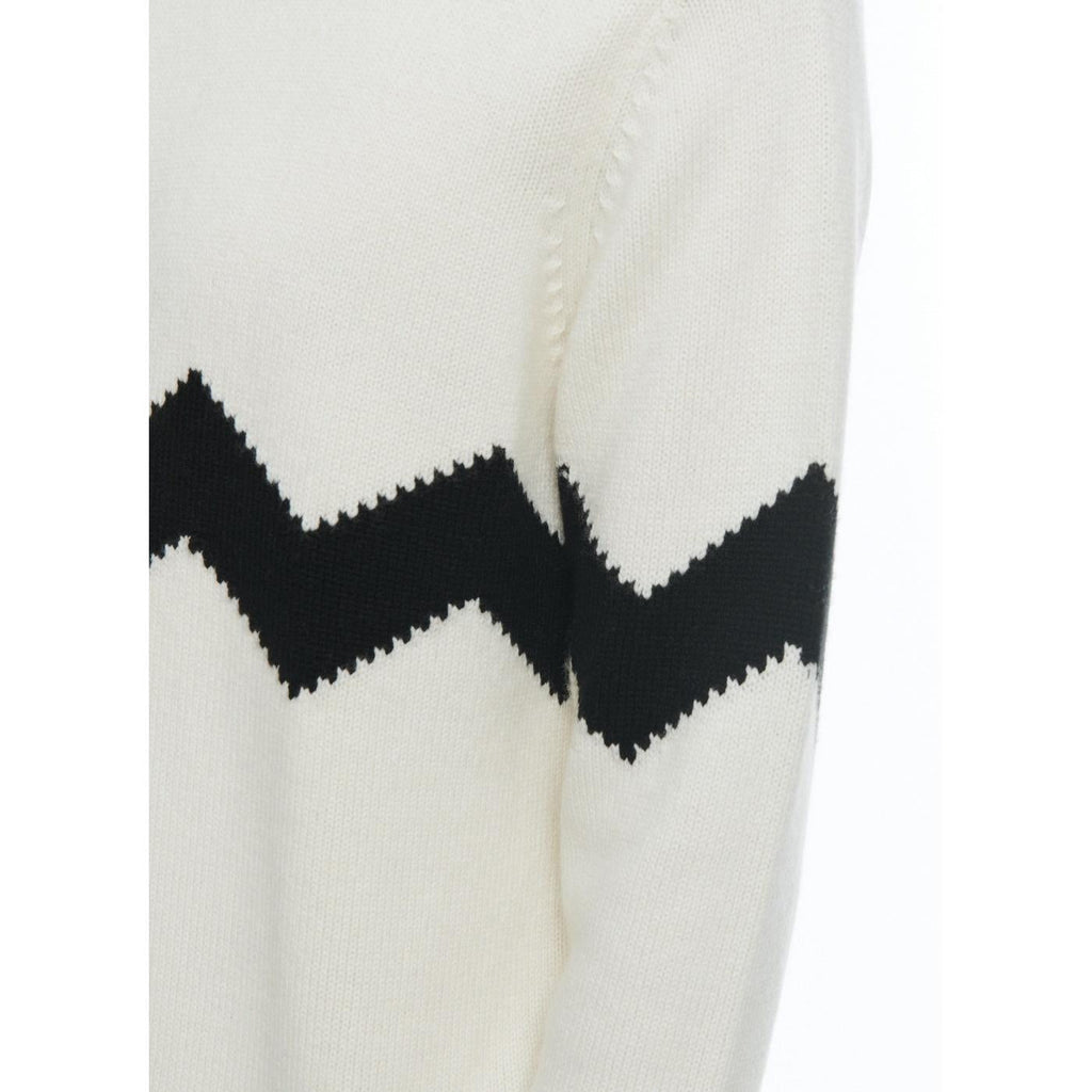 Fursac - Pull Col Rond En Laine Et Cachemire - Ecru - Zig-Zag Noir