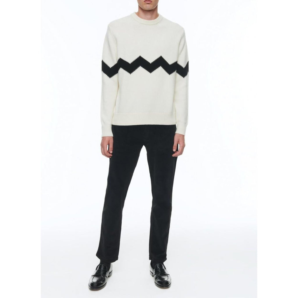 Fursac - Pull Col Rond En Laine Et Cachemire - Ecru - Zig-Zag Noir