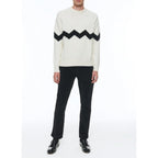Fursac - Pull Col Rond En Laine Et Cachemire - Ecru - Zig-Zag Noir