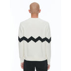 Fursac - Pull Col Rond En Laine Et Cachemire - Ecru - Zig-Zag Noir