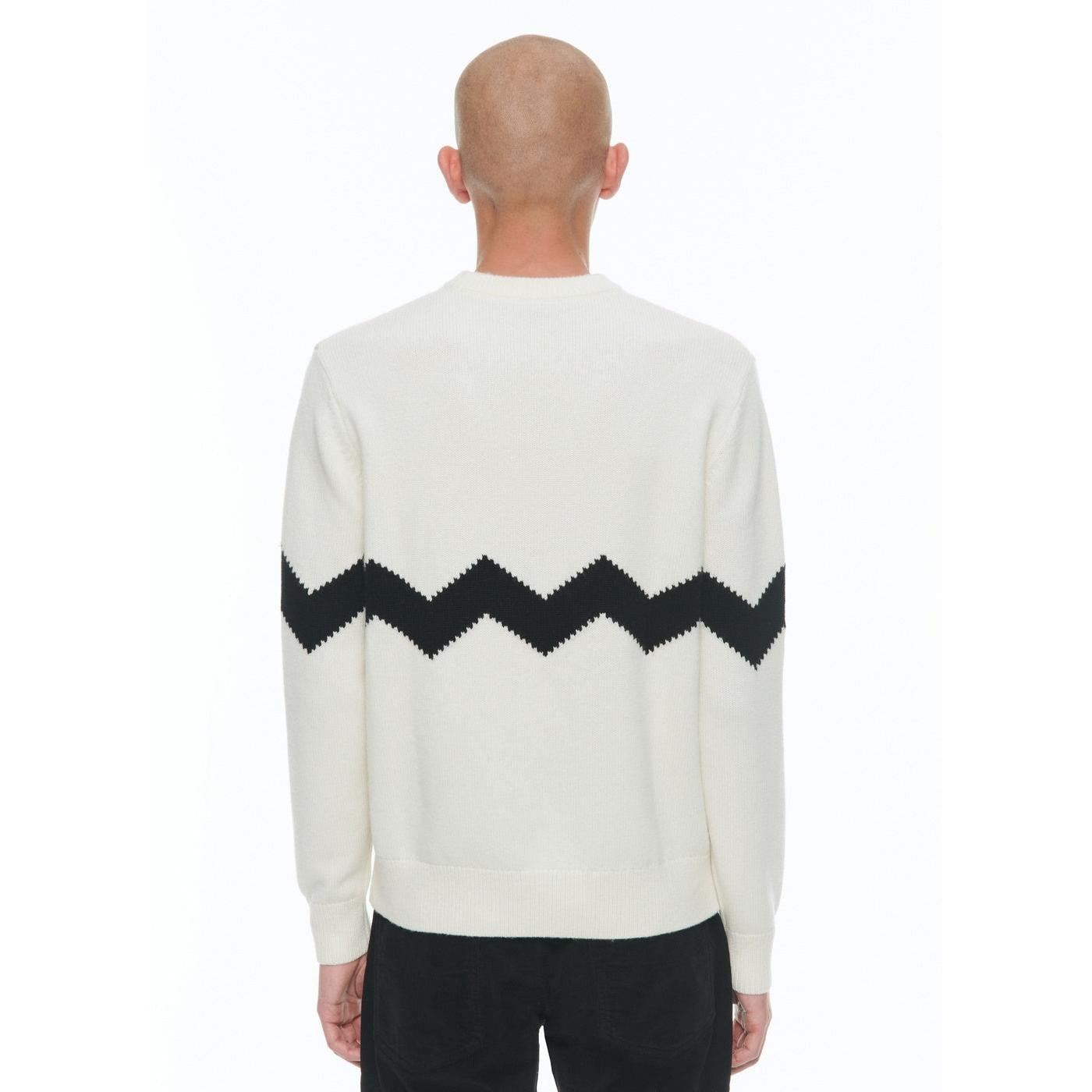 Fursac - Pull Col Rond En Laine Et Cachemire - Ecru - Zig-Zag Noir