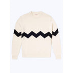 Fursac - Pull Col Rond En Laine Et Cachemire - Ecru - Zig-Zag Noir
