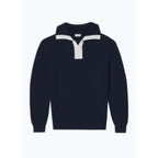 Jersey De Lana Y Algodón Con Cuello Trucker - Azul Marino