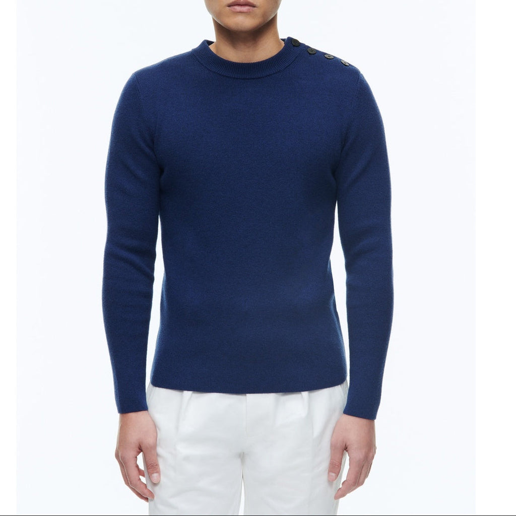 Fursac - Pull En Coton Et Laine Certifiée - Bleu Foncé