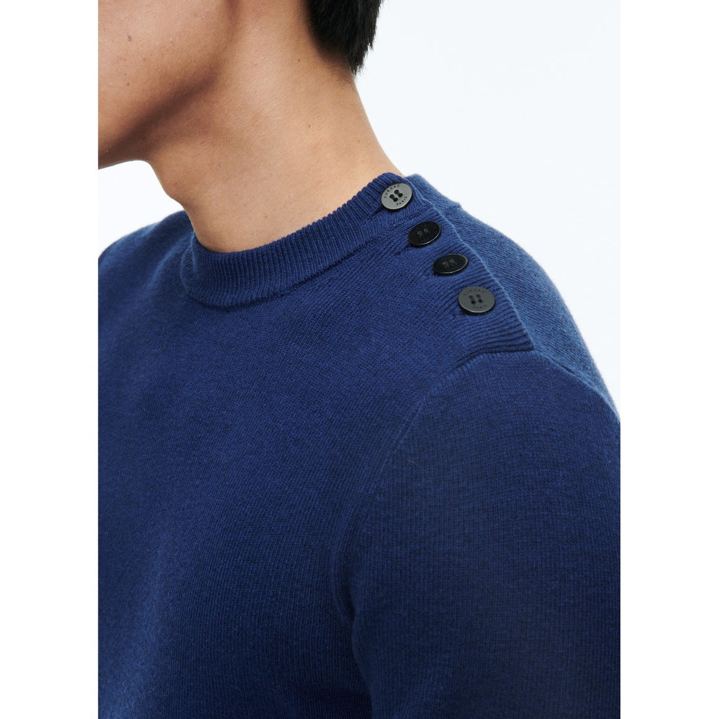 Fursac - Pull En Coton Et Laine Certifiée - Bleu Foncé
