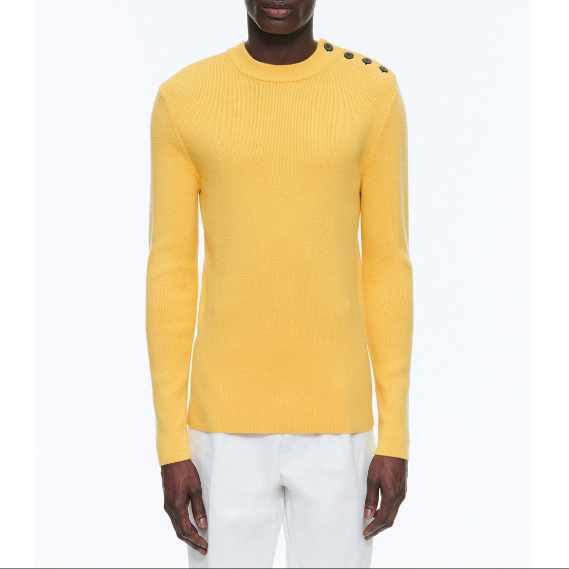 Jersey Marinero De Canalé Con Botones En Los Hombros - Amarillo Paja