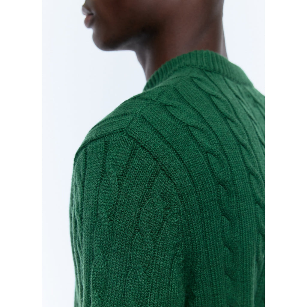 Cable-knit Wool And Cotton Sweater - Green