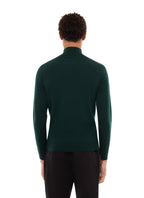 Maglione Con Mezza Zip In Maglia Fine - Foresta