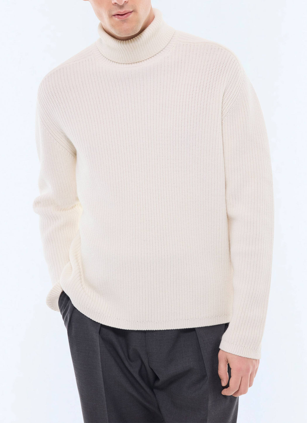 Jersey de cuello vuelto grueso - Crudo