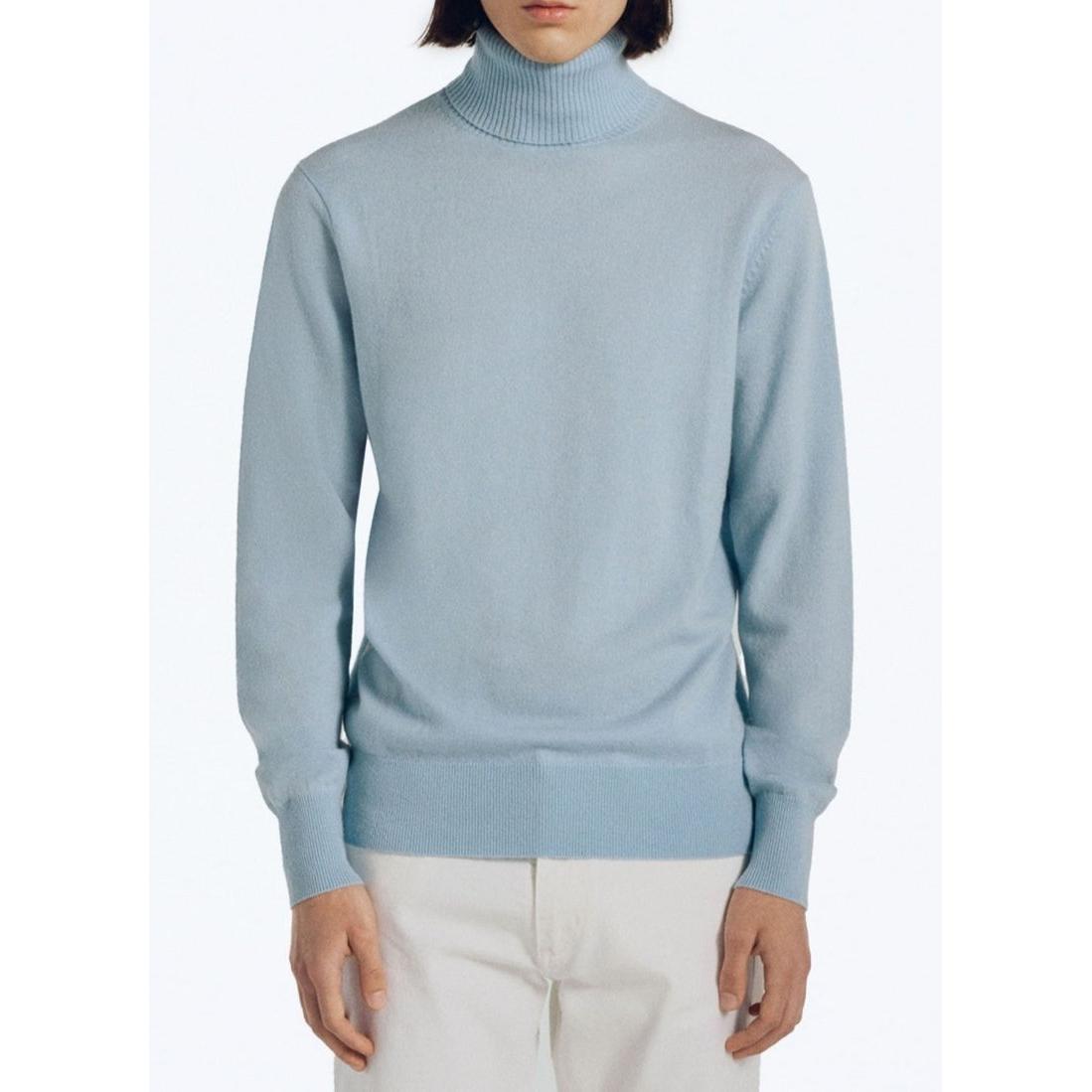 Fursac - Pull Col Roulé En Laine Et Cachemire - Bleu