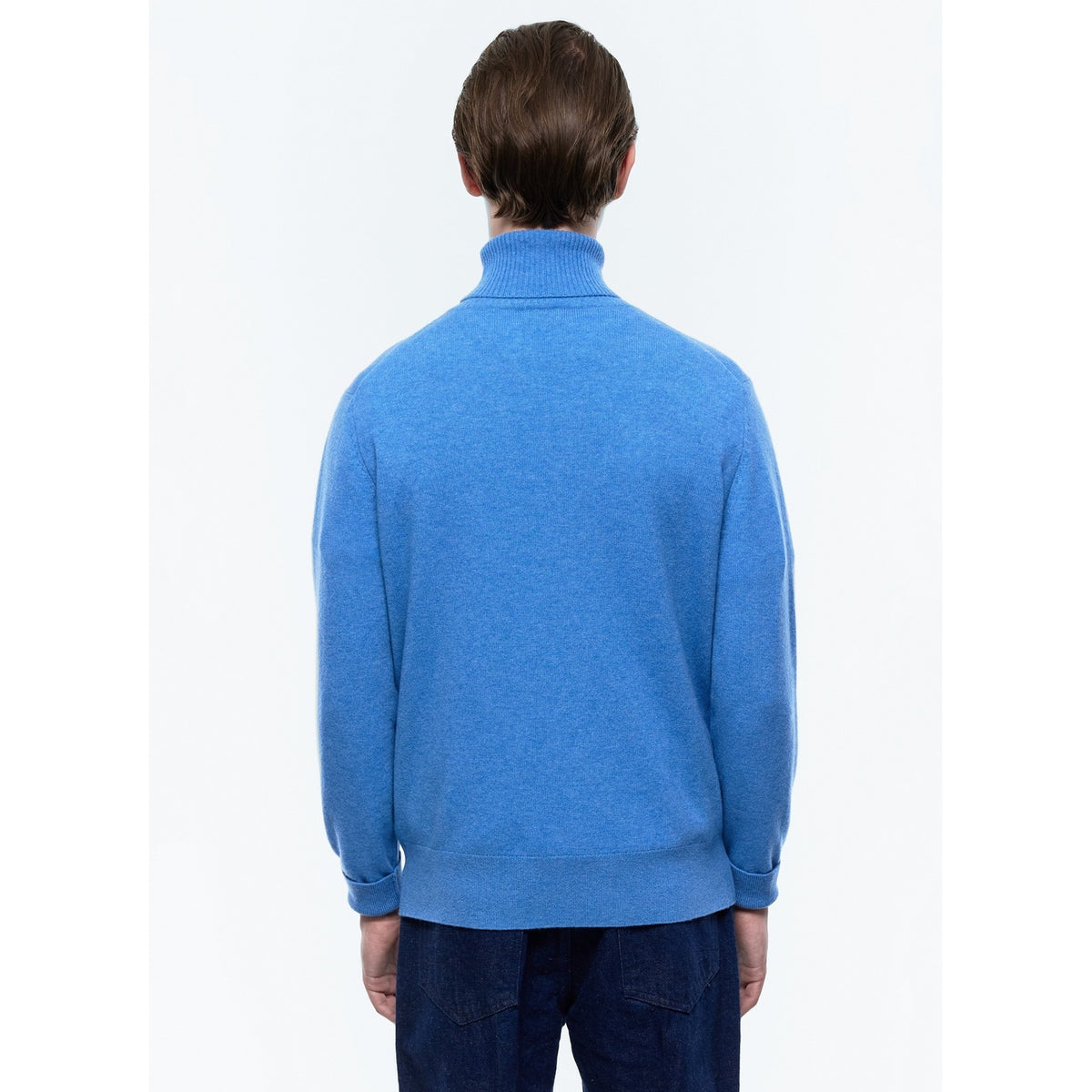 Pull Col Roulé En Laine Et Cachemire - Bleu