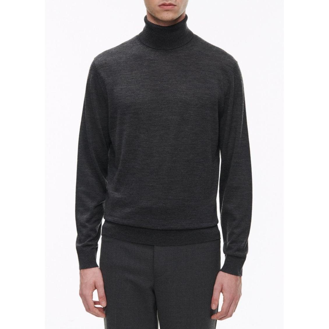 Jersey De Cuello Alto Gris De Lana Merino - Gris