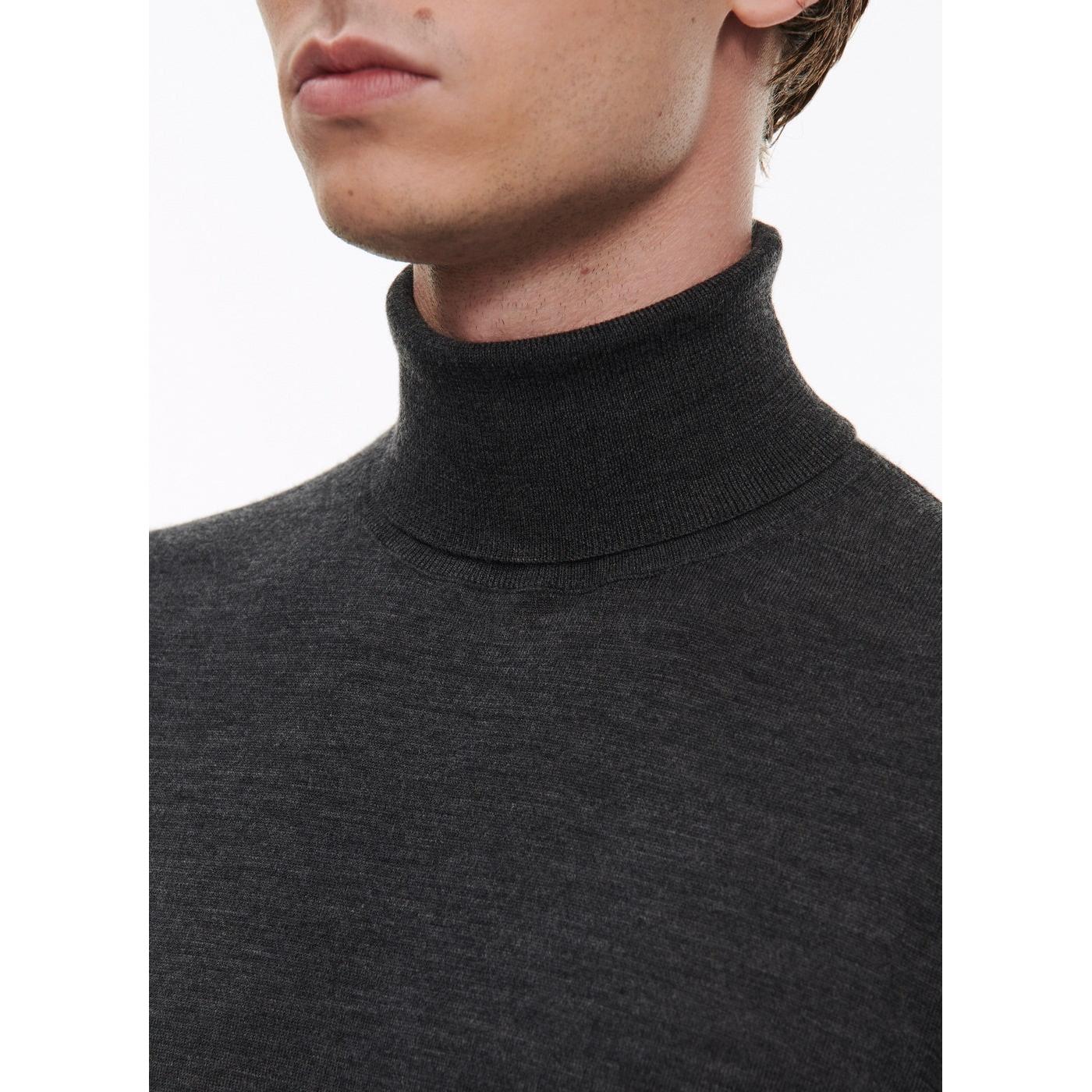 Jersey De Cuello Alto Gris De Lana Merino - Gris