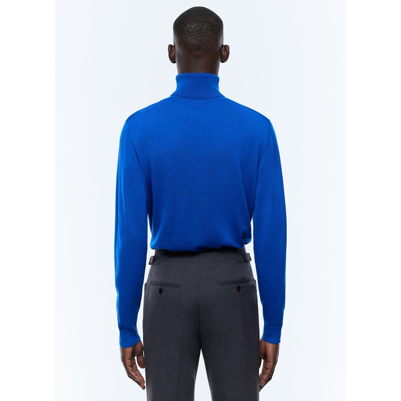 Jersey Fino De Cuello Alto En Lana Merino - Azul