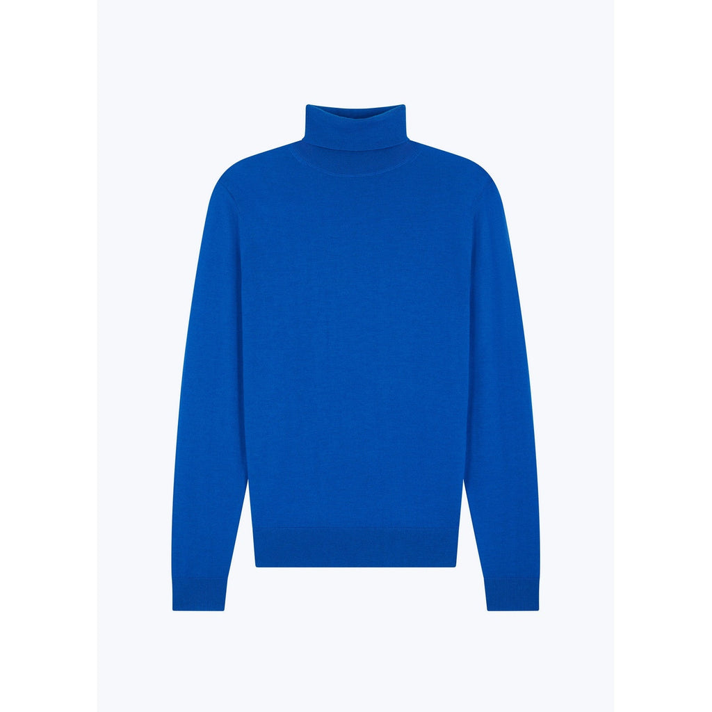 Jersey Fino De Cuello Alto En Lana Merino - Azul