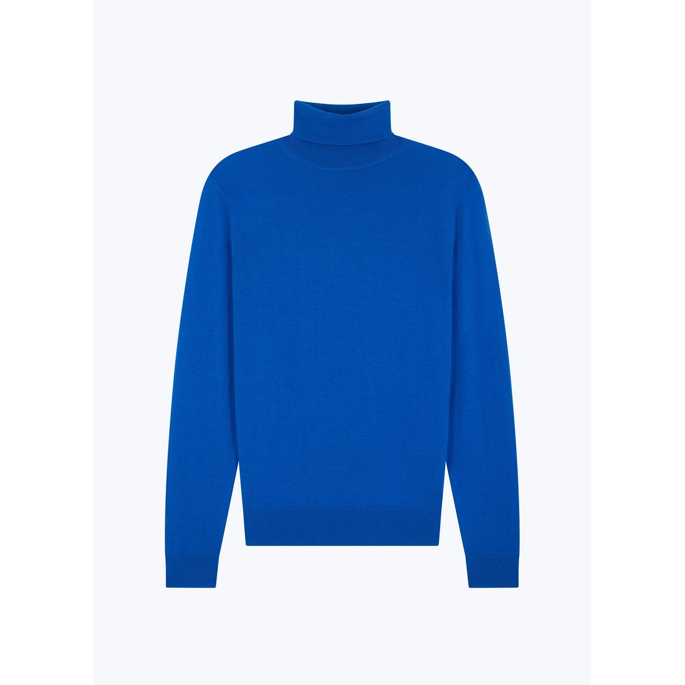 Jersey Fino De Cuello Alto En Lana Merino - Azul