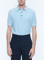 Polo A Maniche Corte In Maglia A Punto Riso - Blu Pastello