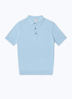 Polo A Maniche Corte In Maglia A Punto Riso - Blu Pastello