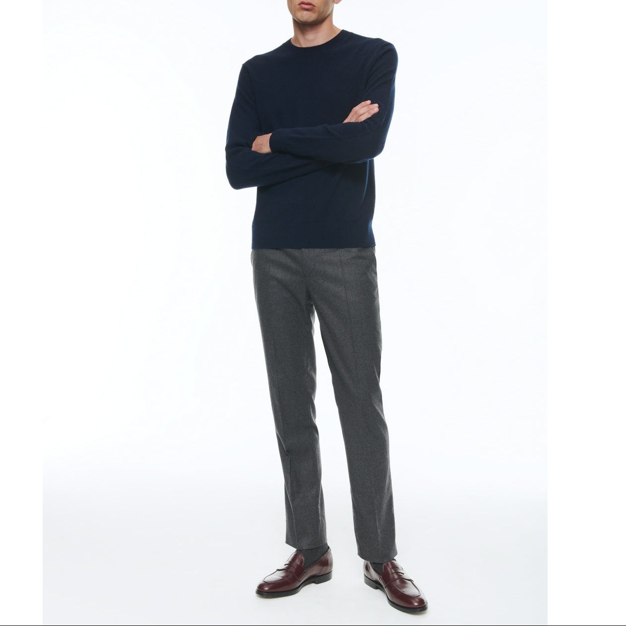 Round Neck Cashmere Sweater - Blue
