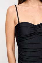 Ganni - Maillot De Bain Froncé Uni À Noyau Recyclé - Black