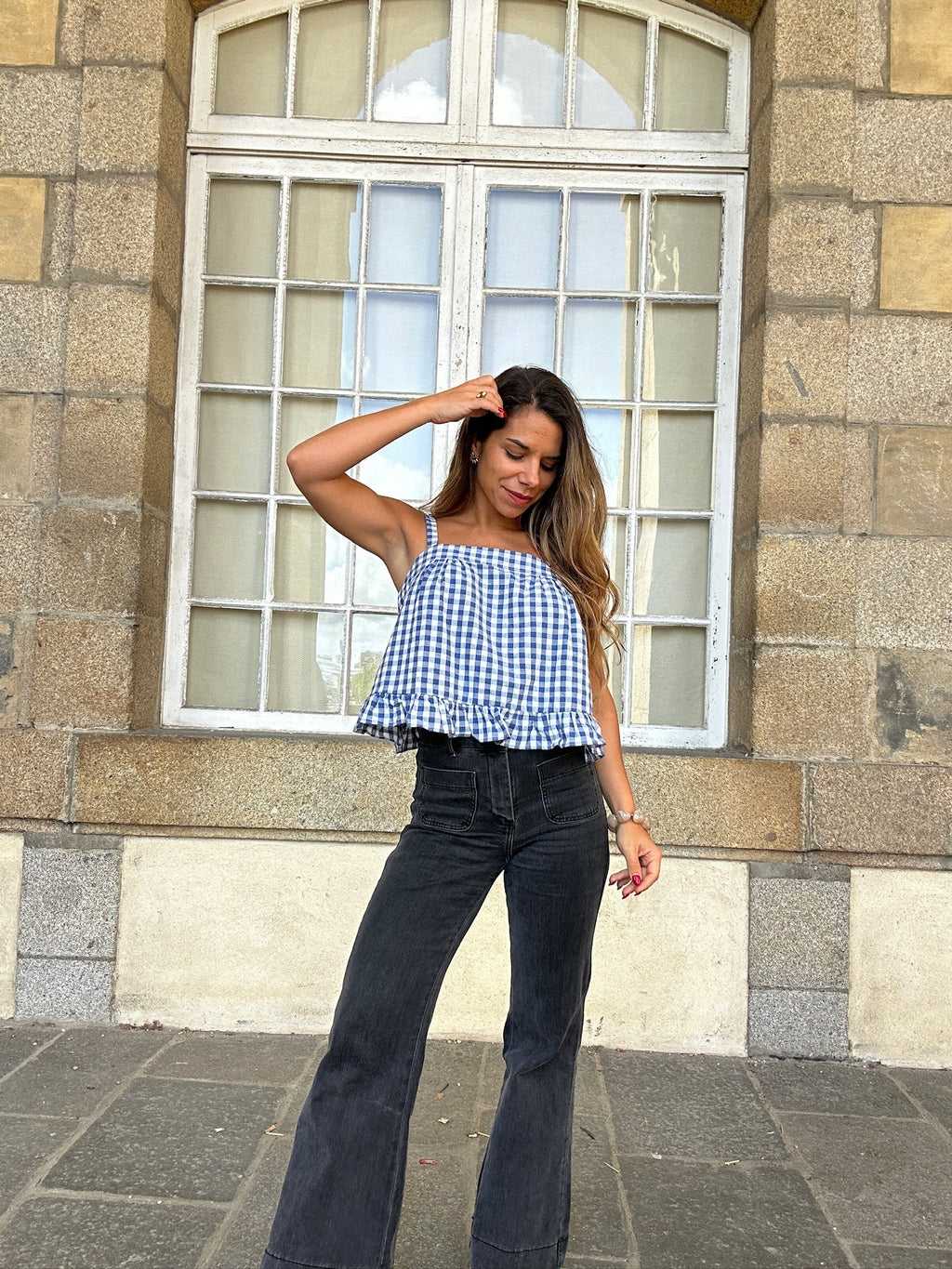 Top Callie Vichy Azul Marino