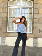 Top Callie Vichy Azul Marino
