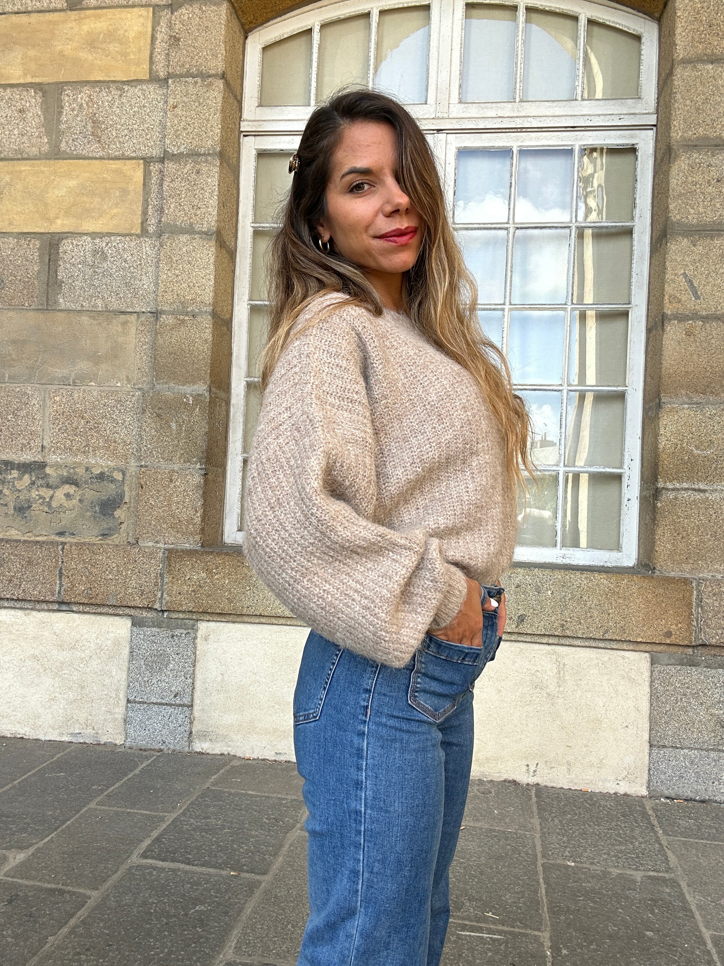 Pull En Maille Jade Taupe