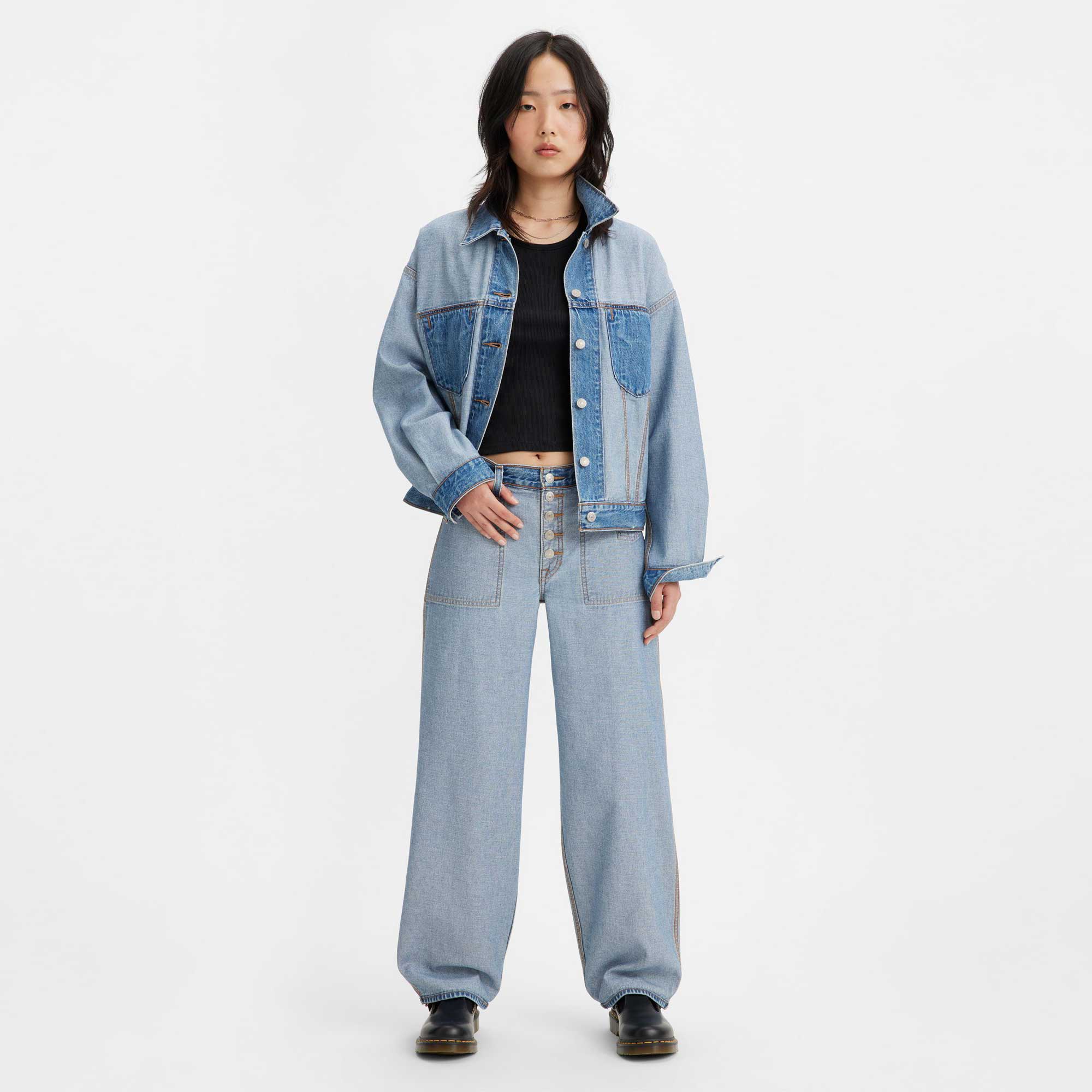 Jean Baggy Taille Mi-Haute Levi's Dad Réversible Bleu